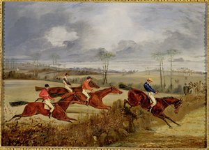 Een steeplechase, bij de finish